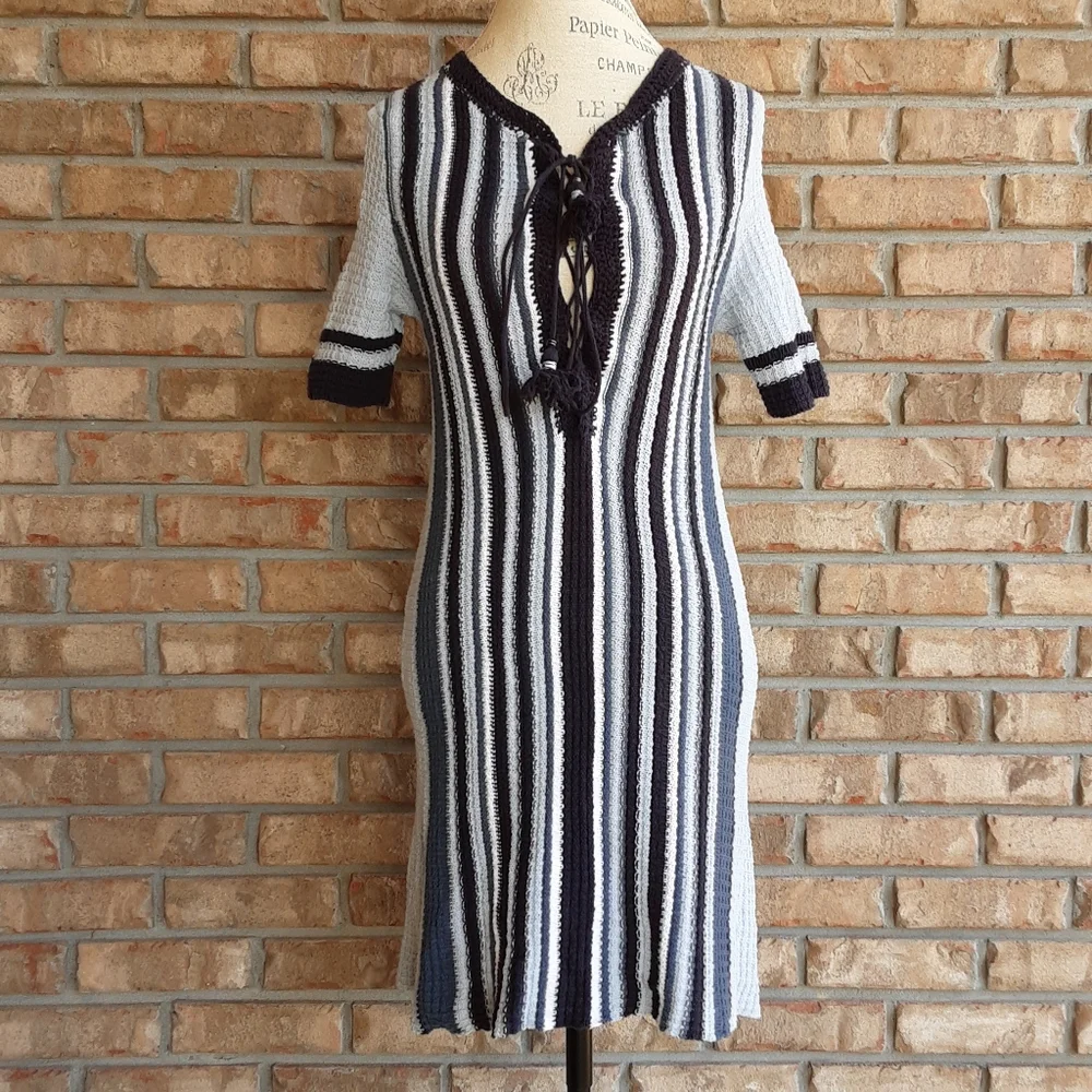 Free People Crochet Cotton Short Sleeve Boho Dress.